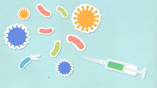 Free Paper cutout of syringe and viruses Stock Photo