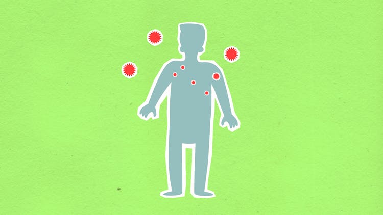 Paper Cutout Of Man Surrounded With Viruses