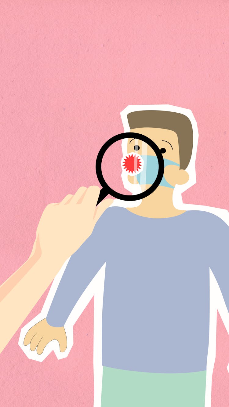 Cutout Cardboard Composition Of Sick Person During Coronavirus Pandemic