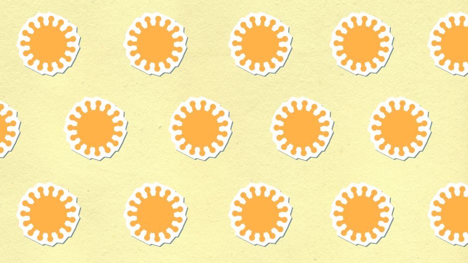From above background of bright sphere shaped decorative cardboard illustration representing rows of cells in capsules