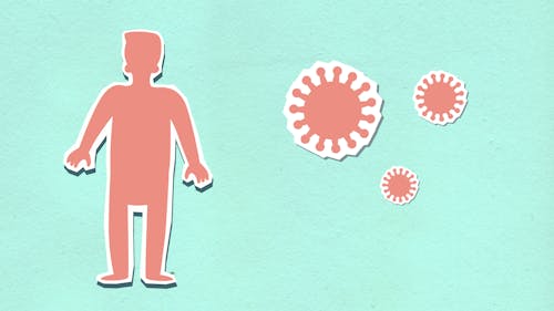Cutout paper composition of sick person with viruses