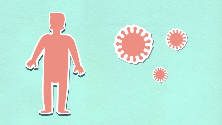 Cutout Paper Composition Of Sick Person With Viruses