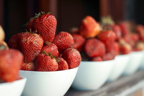 Free Close Up Photo of Strawberries in a Bowl Stock Photo