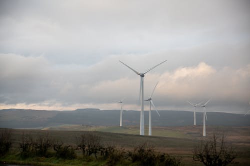 Wind Turbines Under the White Clouds