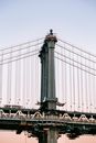 Metal bridge with massive tall columns
