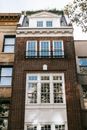 Facade of classic building in city