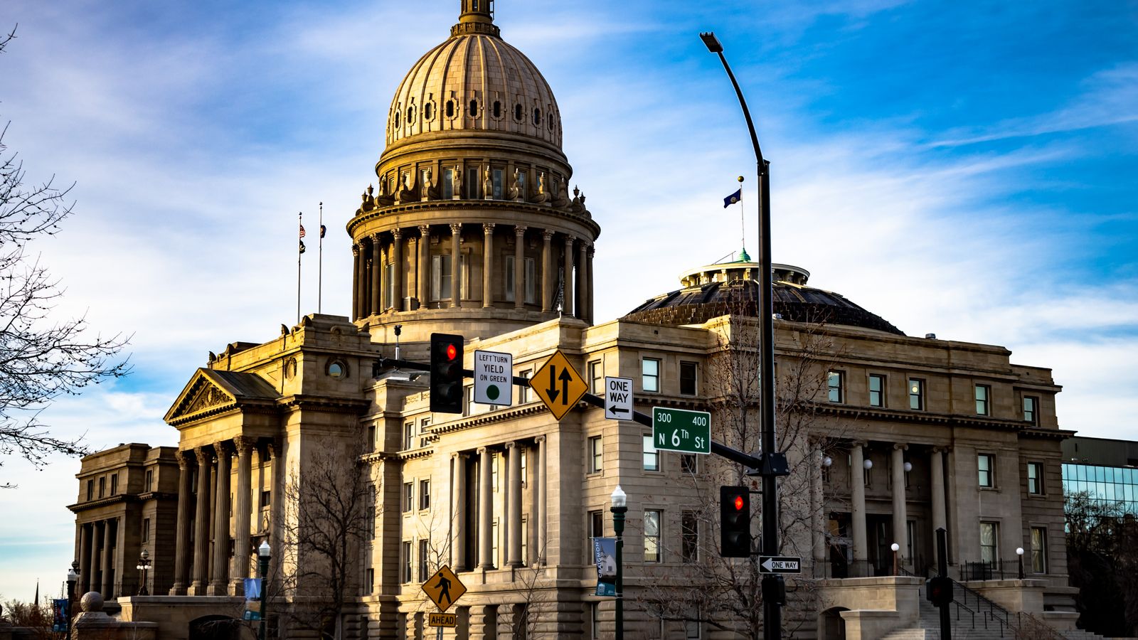 The Idaho State Capitol building in Boise captured during the day with clear skies.