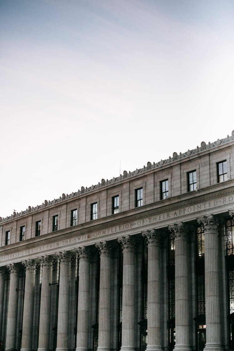 Aged Building Of Post Office In New York