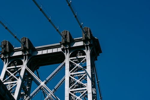 Metal details of bridge with cables