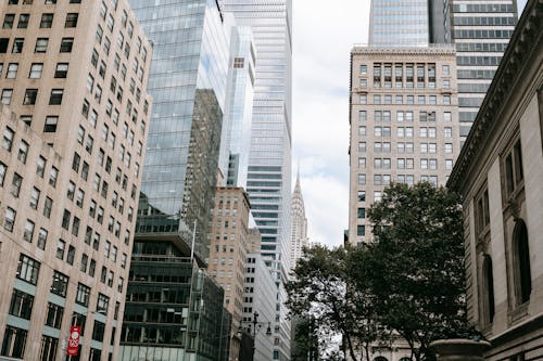 Free Modern buildings with reflecting walls in city Stock Photo