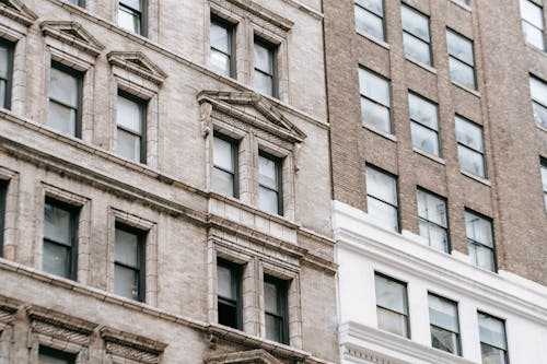 Facade of residential building in city