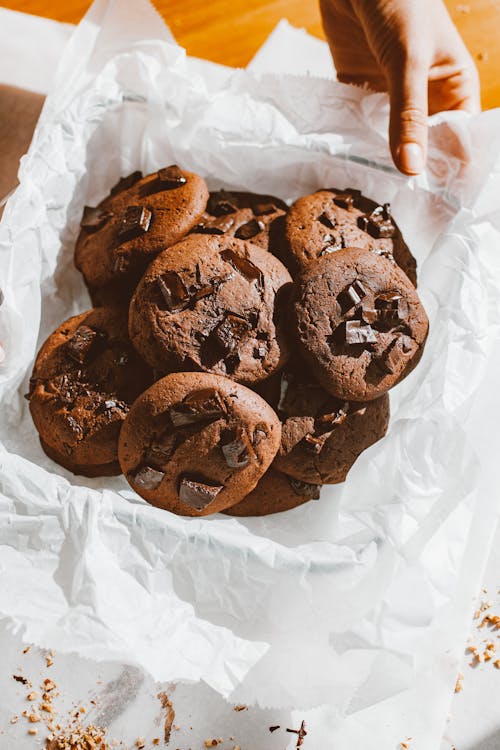 Free Woman Packing Chocolate Chip Cookies  Stock Photo