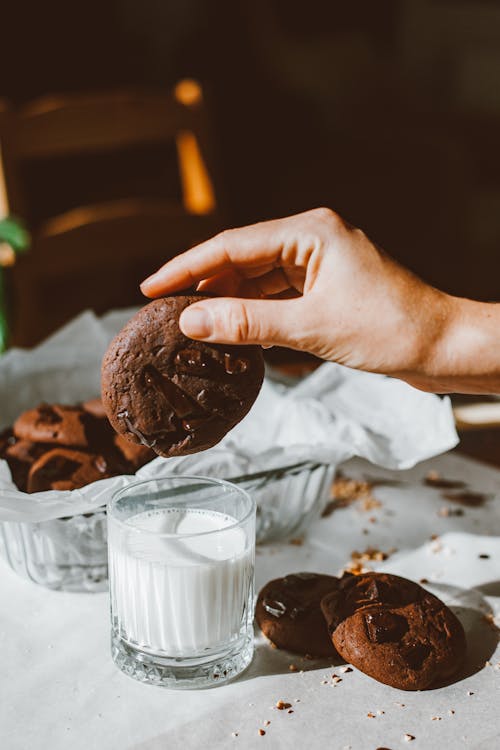 Free A Person Holding a Chocolate Cookie Stock Photo