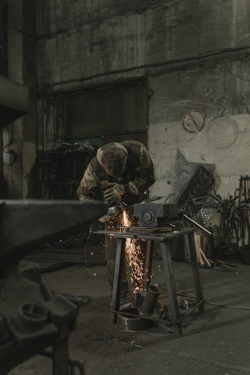Free A Man Doing a Metalwork Stock Photo
