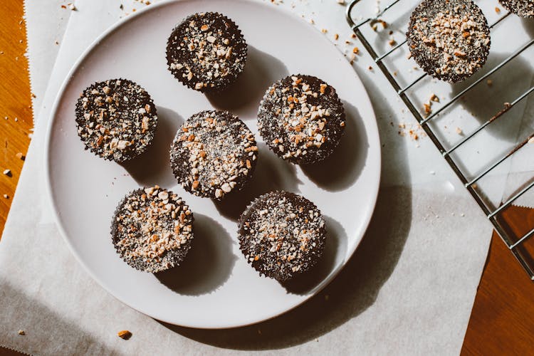 Cupcakes With Sprinkles On Plate