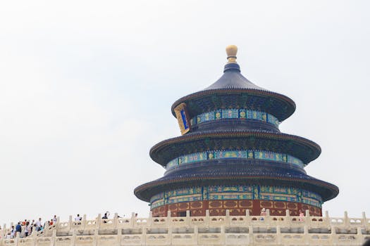 The majestic Temple of Heaven in Beijing, captured against a clear blue sky, showcasing ornate architecture.