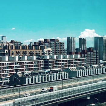 A vibrant cityscape showcasing modern architecture in Chaoyang, Beijing, China.