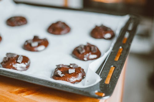 Free Chocolate Cookies on a Baking Sheet Stock Photo