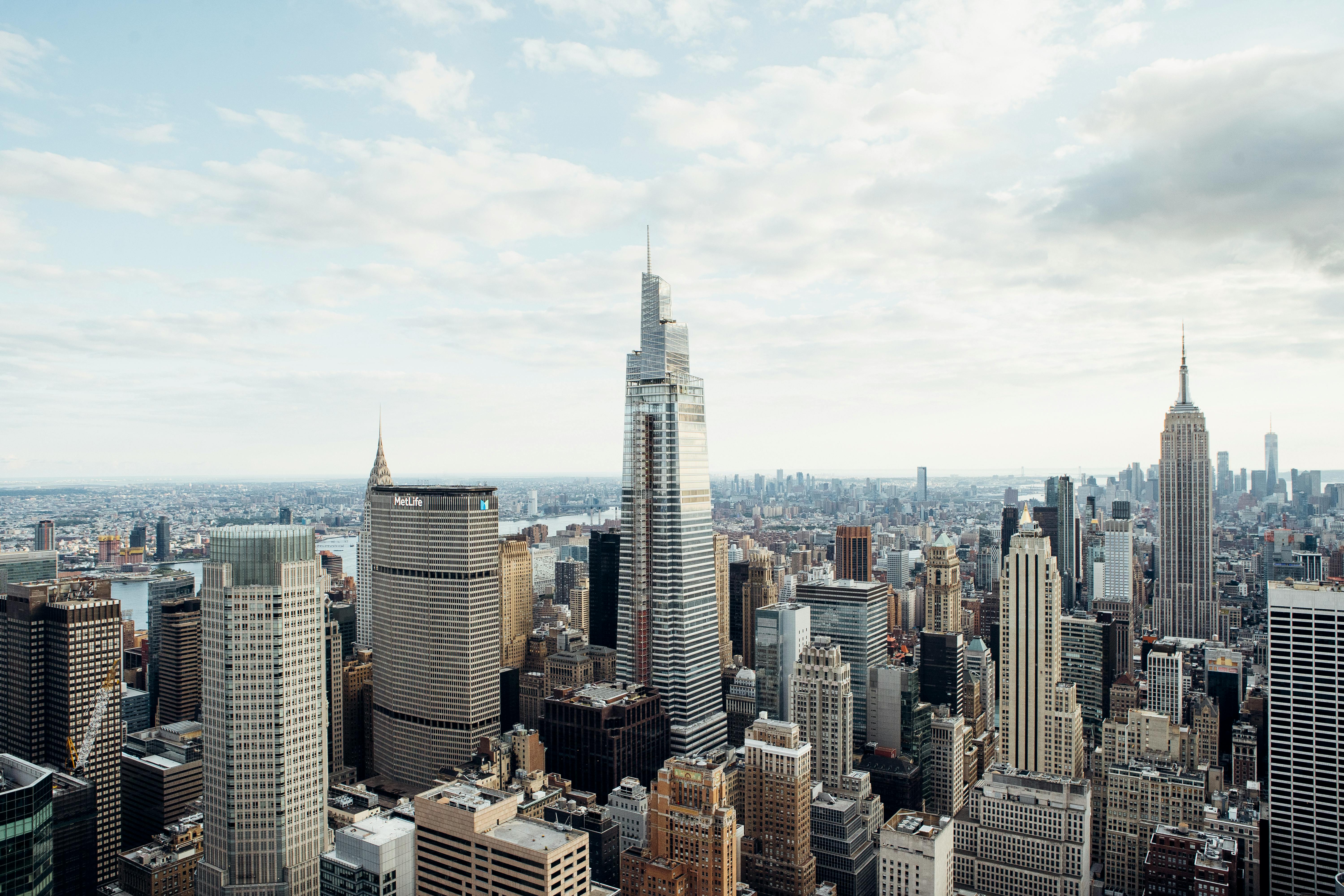 contemporary skyscrapers in financial district