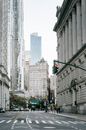 Stylish architecture and asphalt road of modern megapolis in daytime