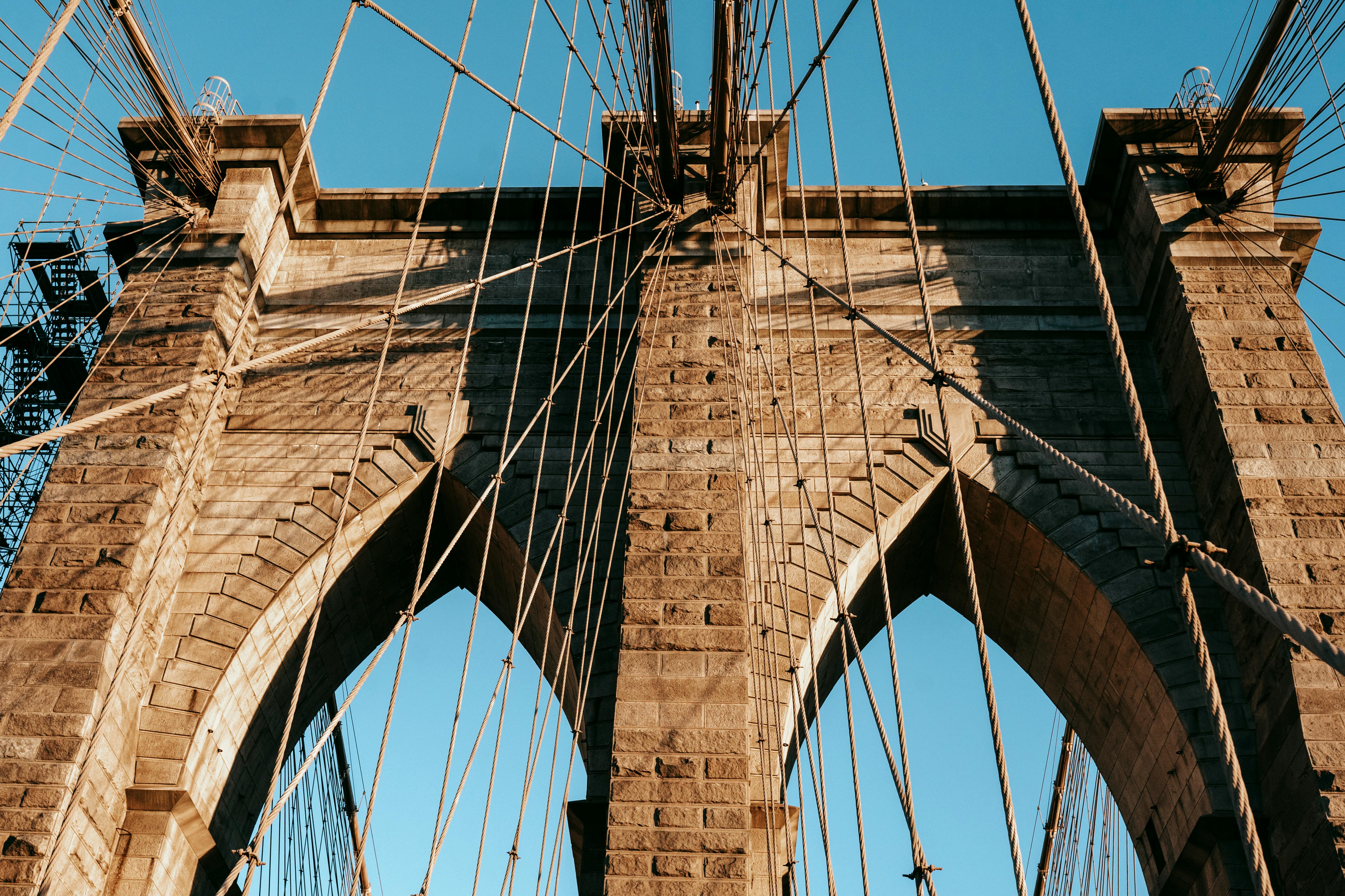 suspension bridge with ropes in city