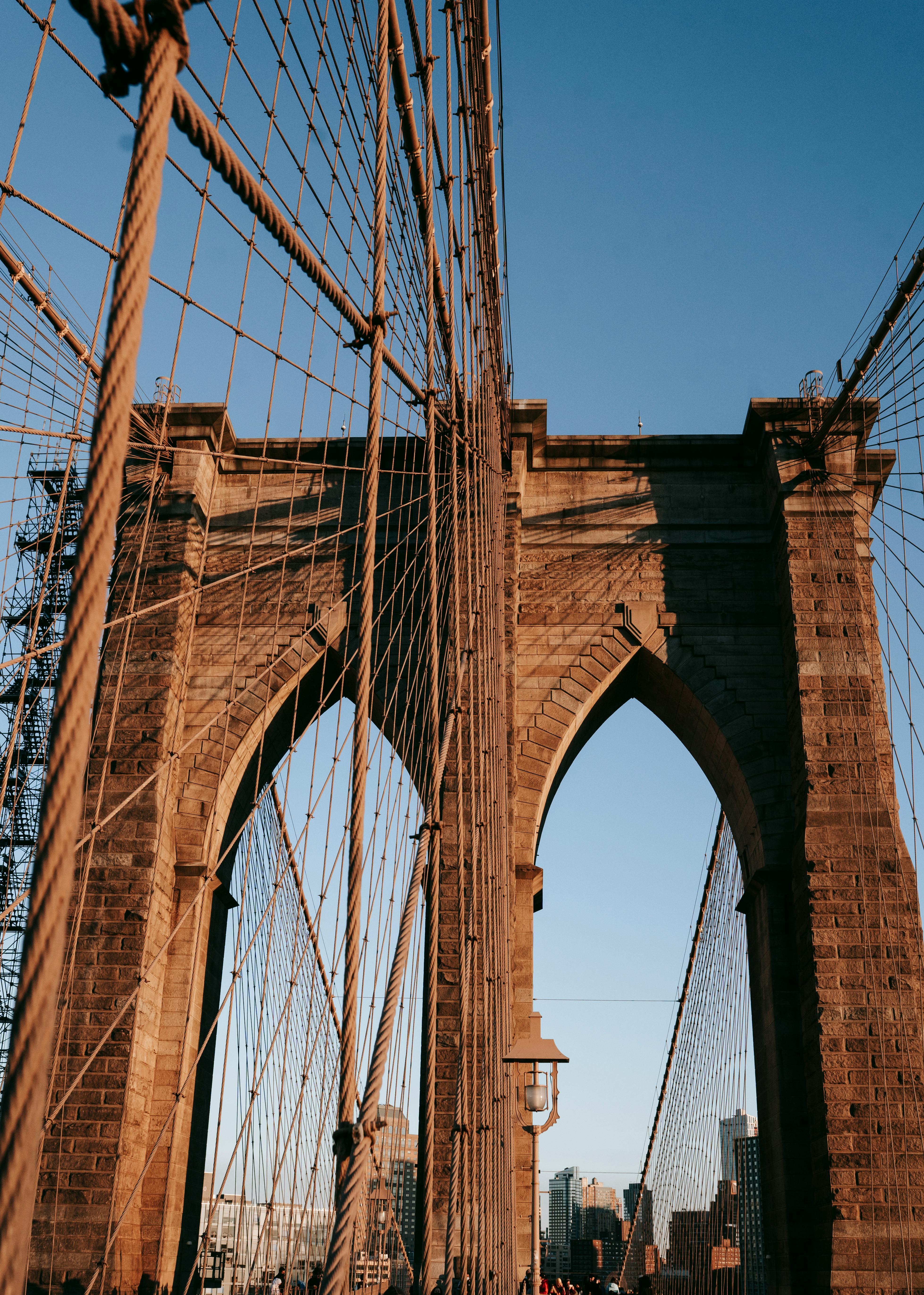 suspension bridge in downtown of city