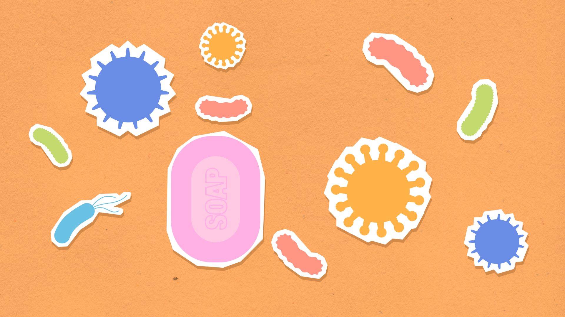 An Animation of Viruses on Orange Background