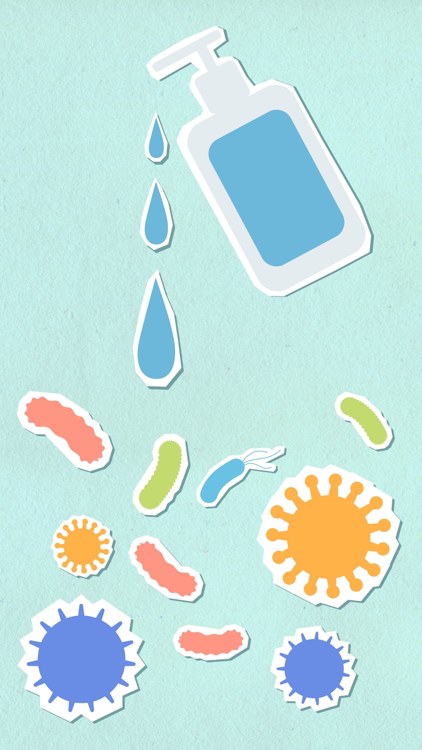 animated sanitizer on germs
