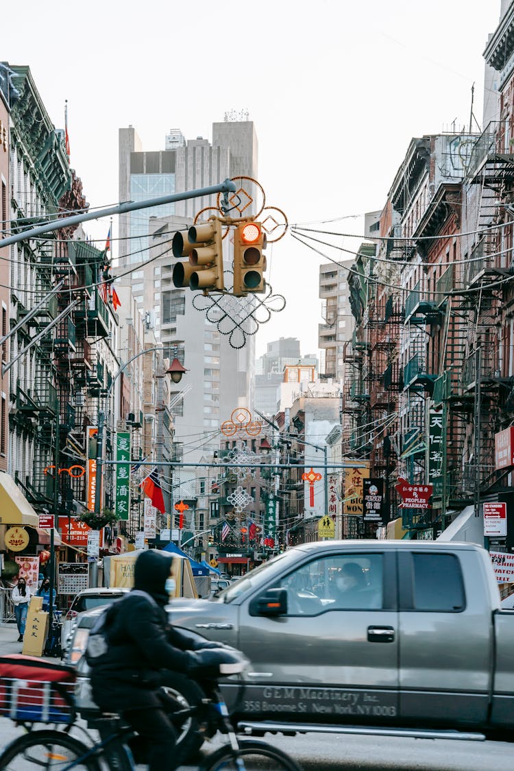 Busy Urban Street In Modern City