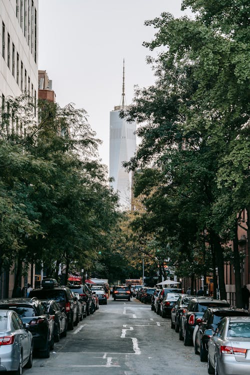 Strada Stretta Che Conduce Alla Freedom Tower