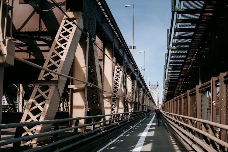 Pedestrian Roadway On Cantilever Bridge In Sunny Day