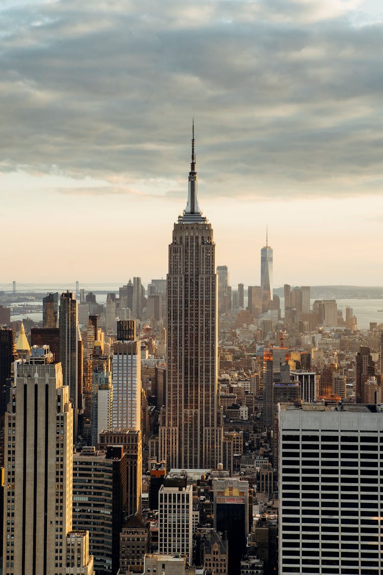 Contemporary Megapolis District Under Cloudy Sky