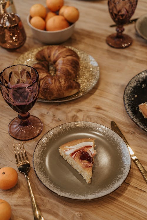 Slice of Cake on Brown Round Plate