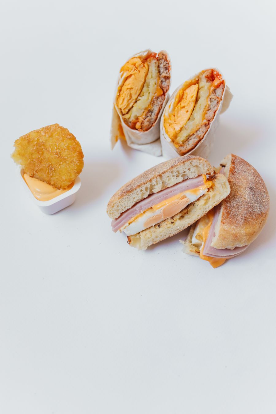 Breakfast burrito with eggs and cheese