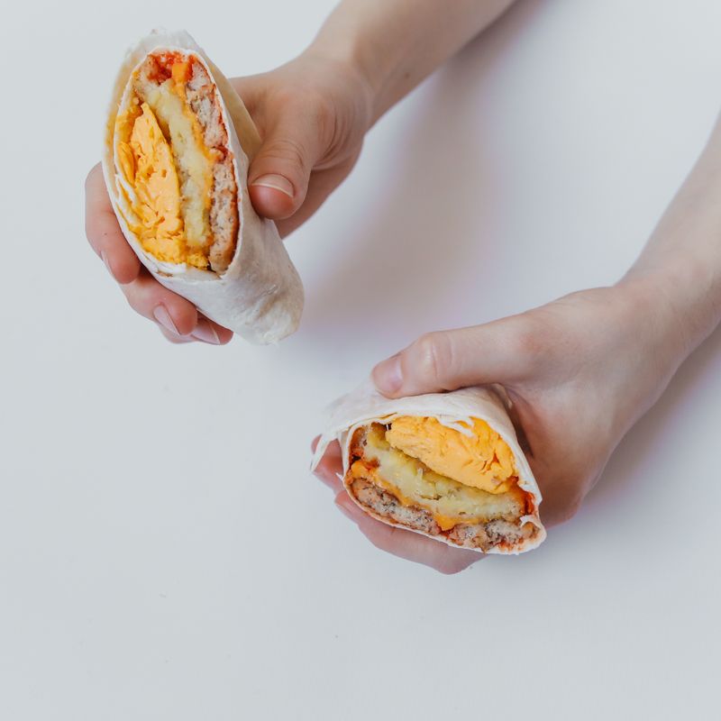 No-Meat Breakfast Burrito with Eggs and Rice