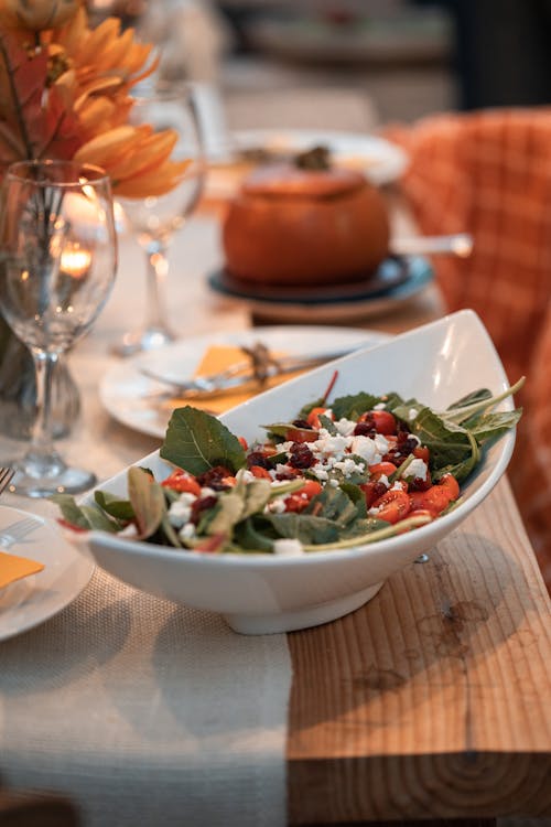 Free Vegetable Salad on a Ceramic Bowl Stock Photo
