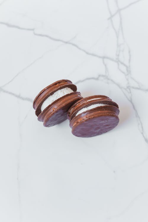 Chocolate Pies on White Marble Surface