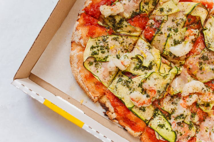 Close-up Of A Pizza On A Box