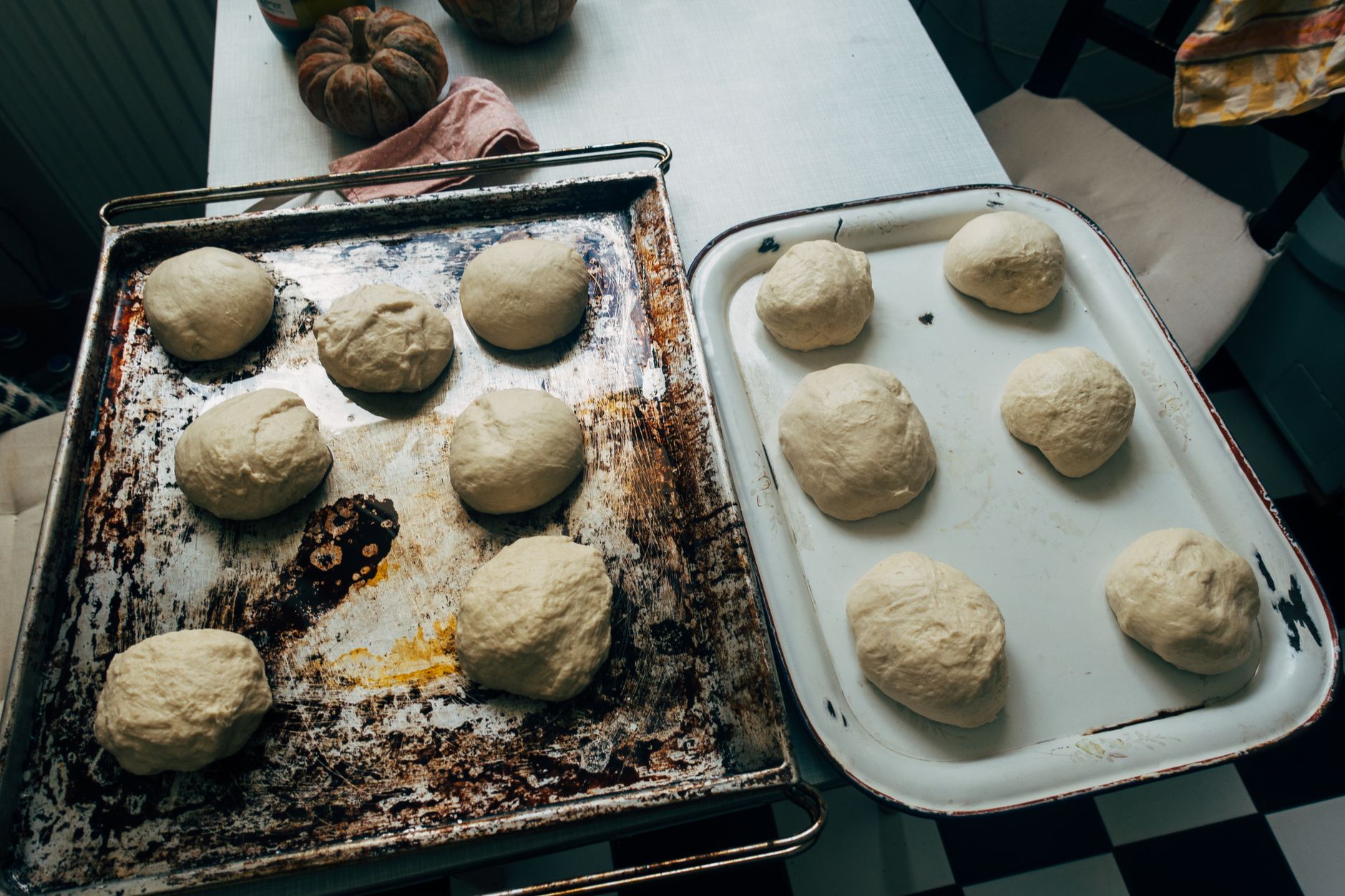 Shaped dough proofing inside a basket