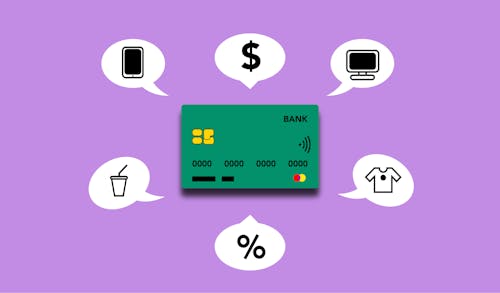 Illustration showing credit card functions for different payments