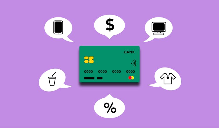 Illustration Showing Credit Card Functions For Different Payments