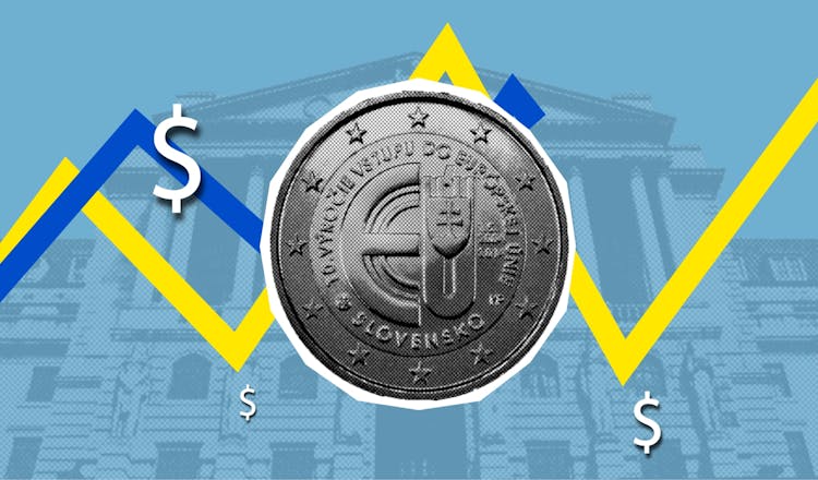 Euro Coin Against Graph Showing Inconsistent Dynamics