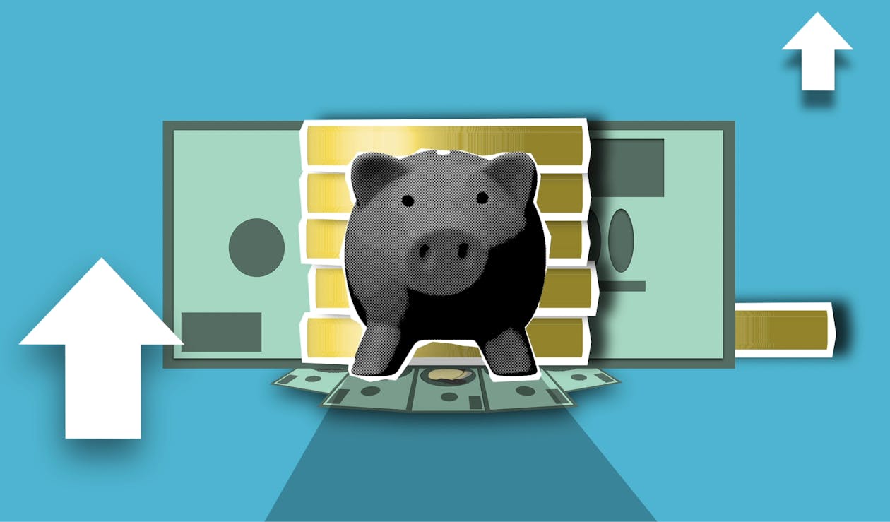 Free Decorative illustration of money box and arrows Stock Photo