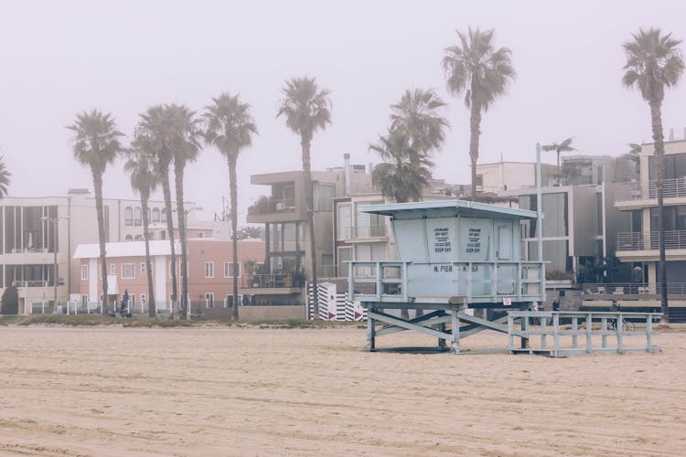 Gray Lifeguard House On Beach