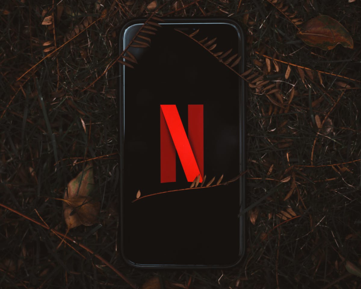 Schermo di smartphone che mostra il logo Netflix e l'interfaccia
