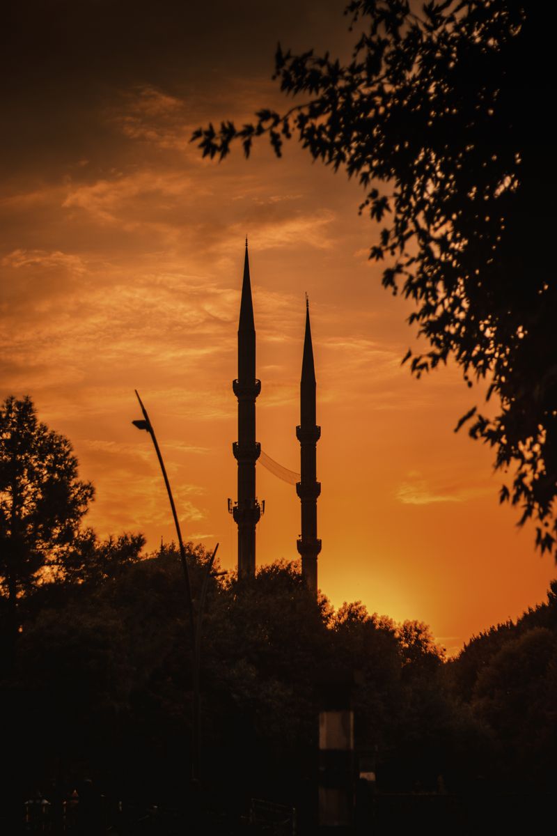 Silhouette of mosque minarets