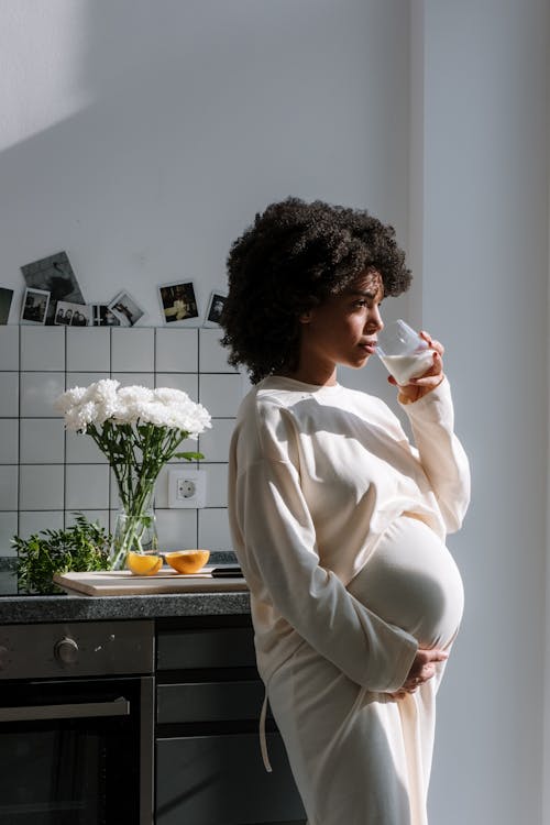 Pregnant Woman Drinking Milk