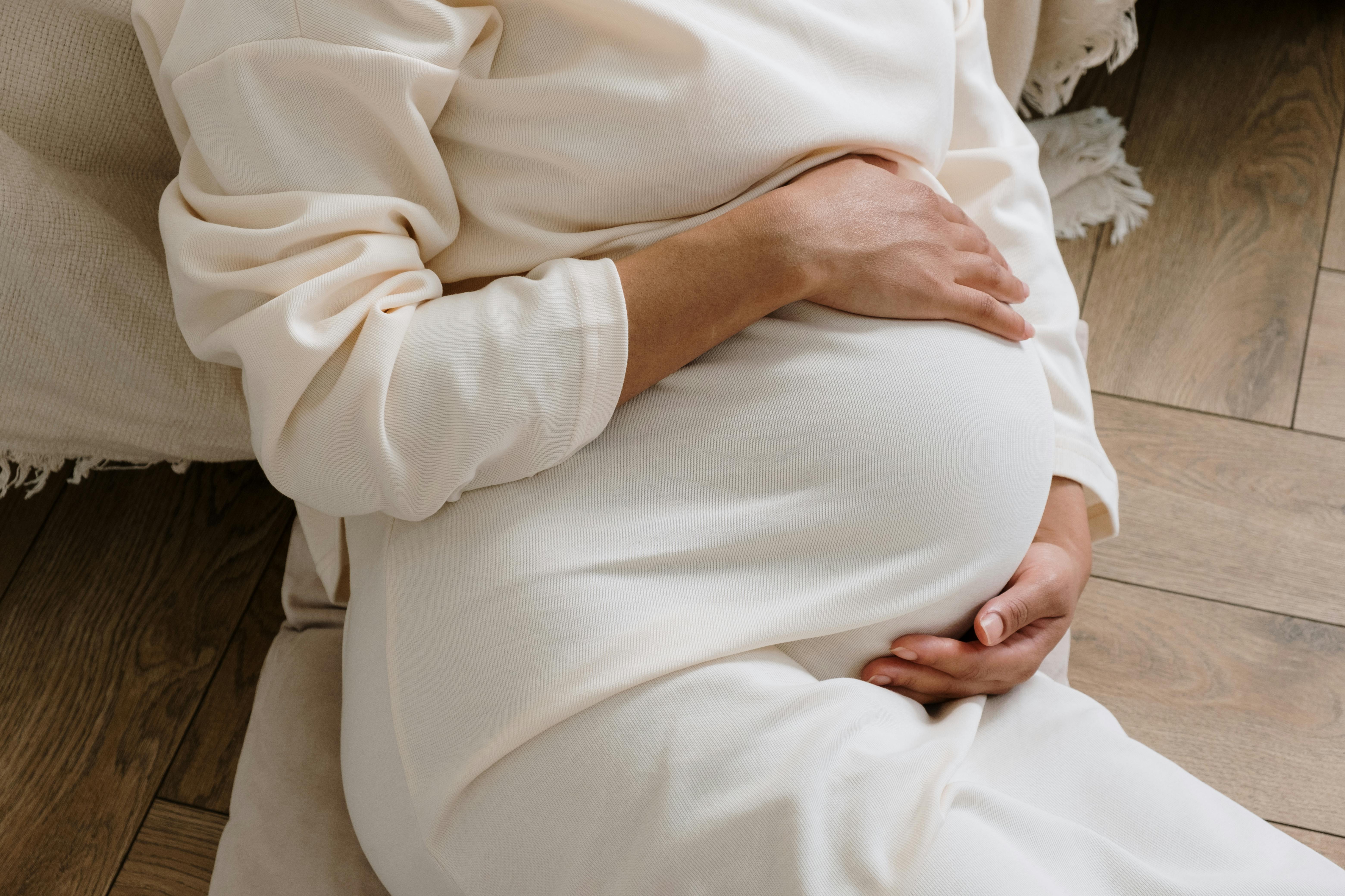 close up of a pregnant womans belly