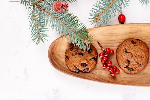 Gratis stockfoto met besjes, bovenaanzicht, chocoladekoekjes