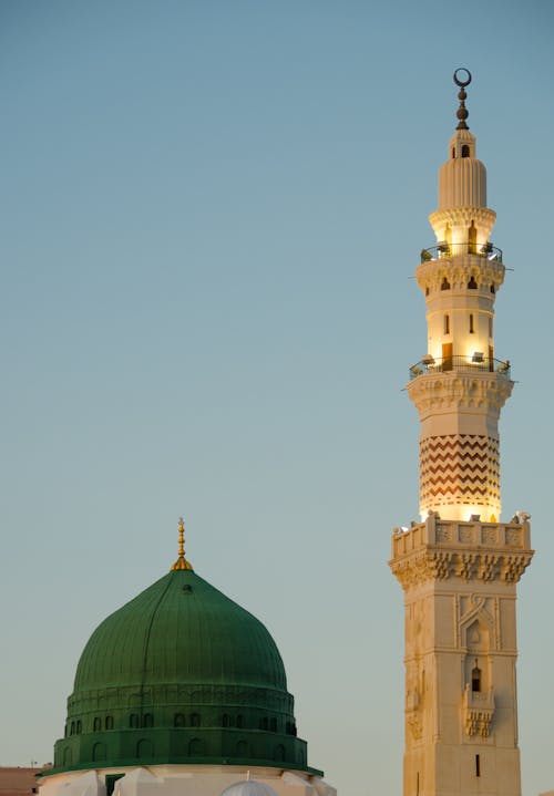 Green Dome and Minaret in Medina, Saudi Arabia